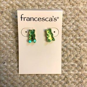 Francesca’s sea foam green gummy bear earrings